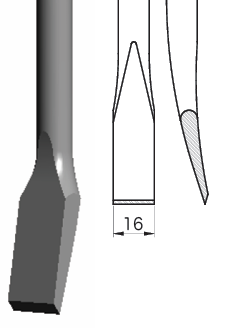 16寬灣平型/16mm Cutting Chisel,Ling Blade,Bent YM24