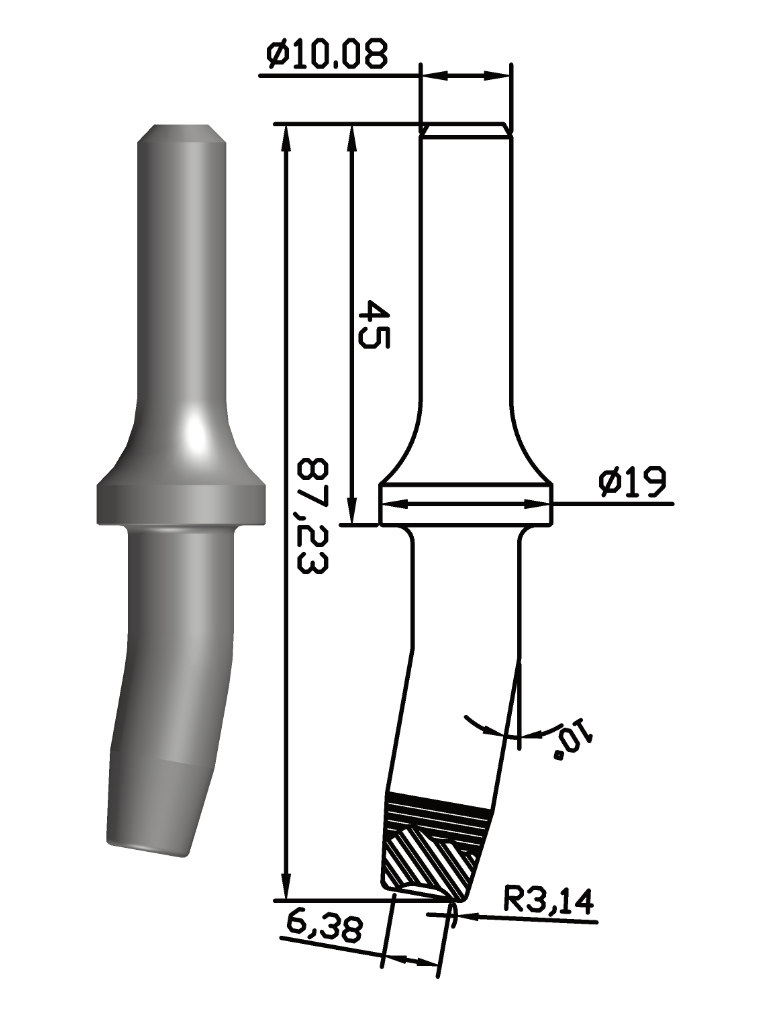 鉚釘鎚彎 Degree Offset Hammer Chisel(1/8 ") YM909