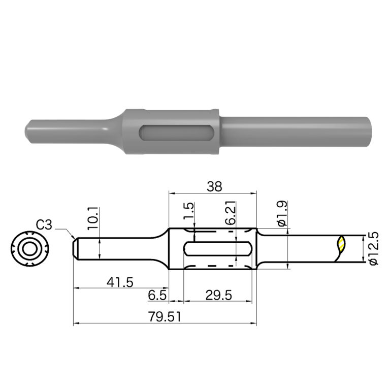 0.401″R19Ø铣泗溝(F)