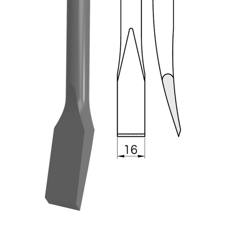 16寬灣平型／16mm Cutting Chisel,Ling Blade,Bent YM24